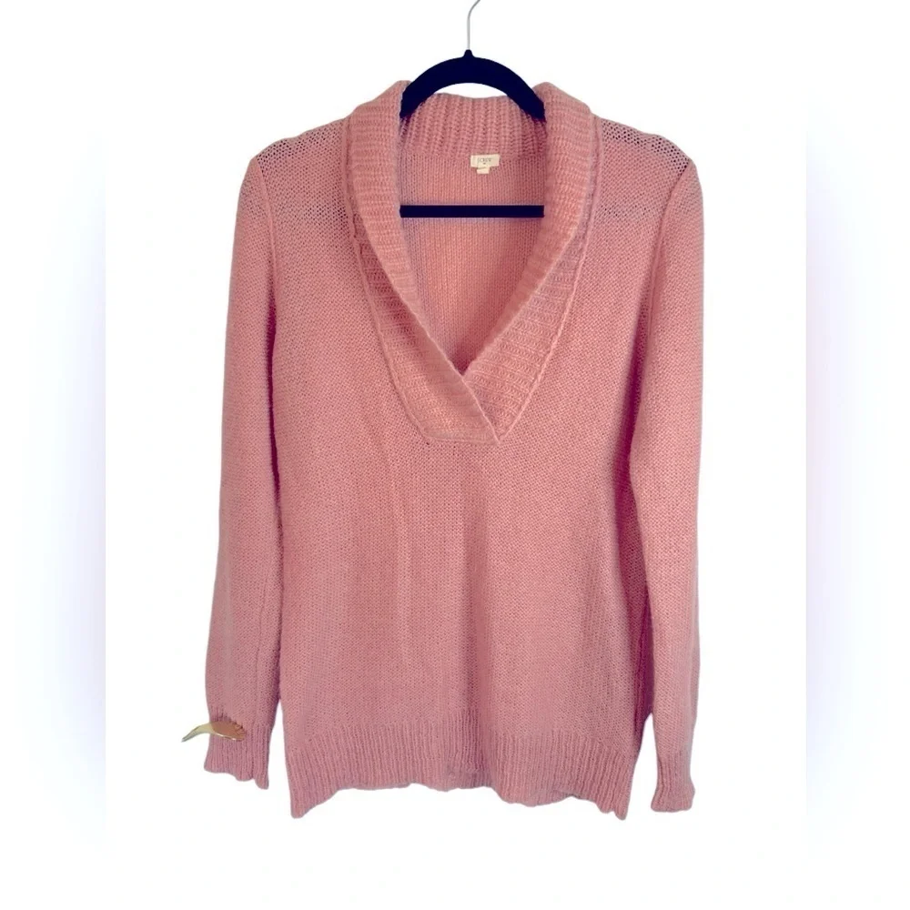 J. Crew Blush Pink Mohair Wool Blend Dolce Shawl Collar Sweater Women’s Sz Med